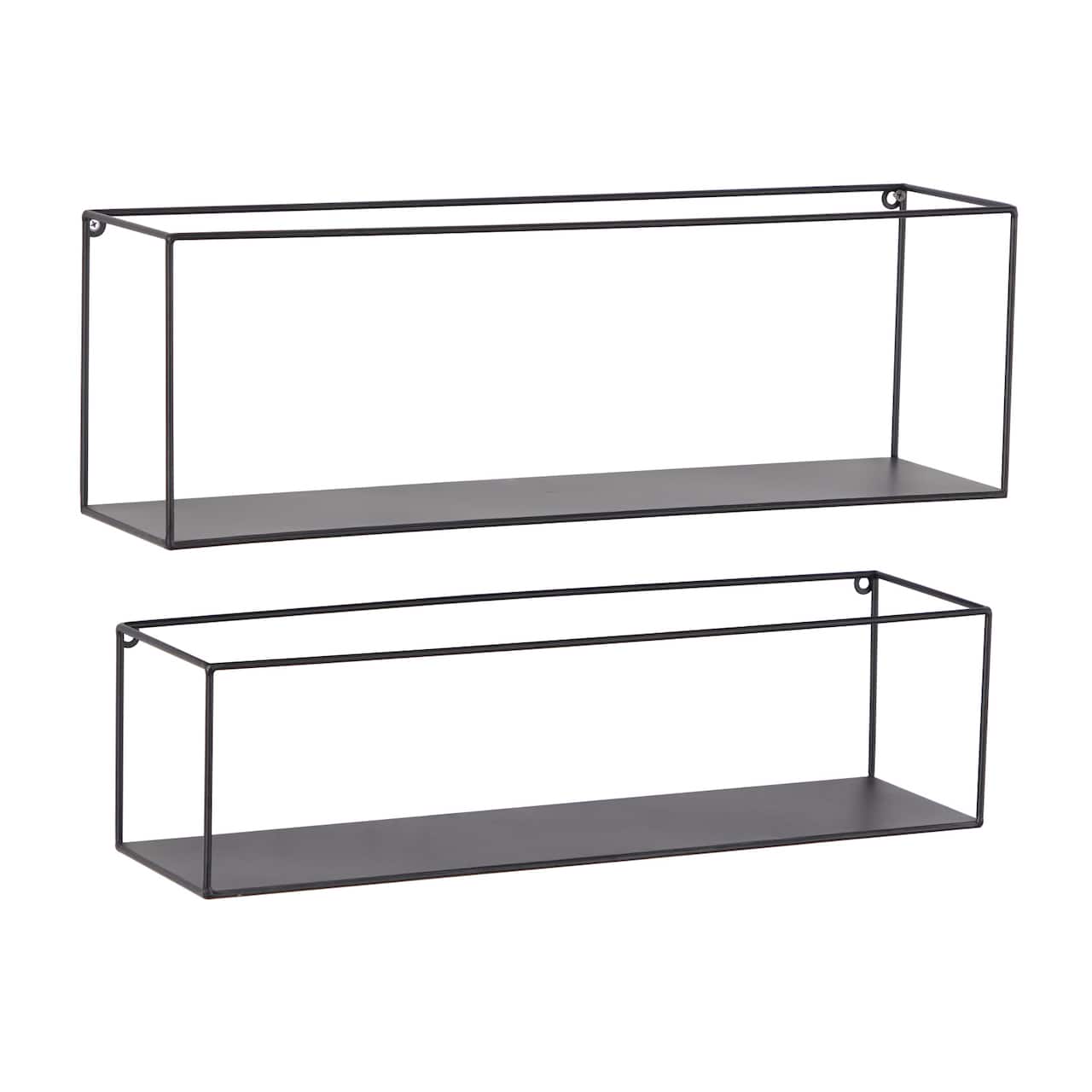 Black Metal Modern Wall Shelf, Set of 2 24", 23"